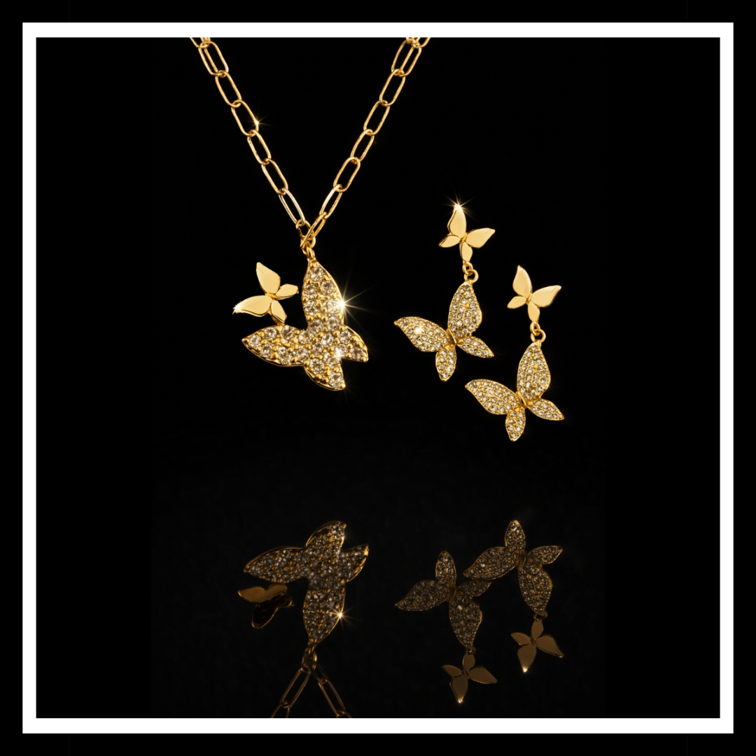 Butterfly Pendant Earring Set
