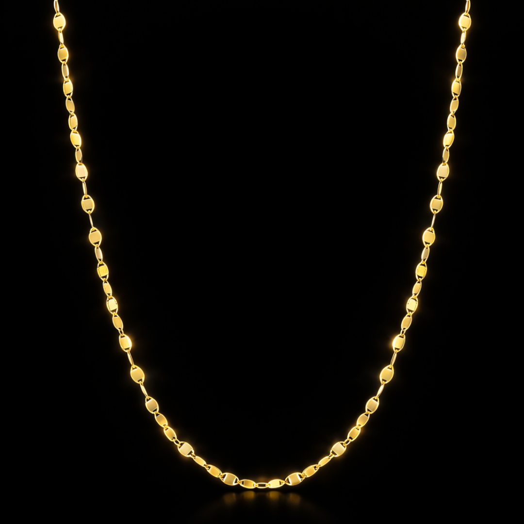14kt Bonded Yellow Gold over Fine Italian Silver Polished Mirror Link Chain