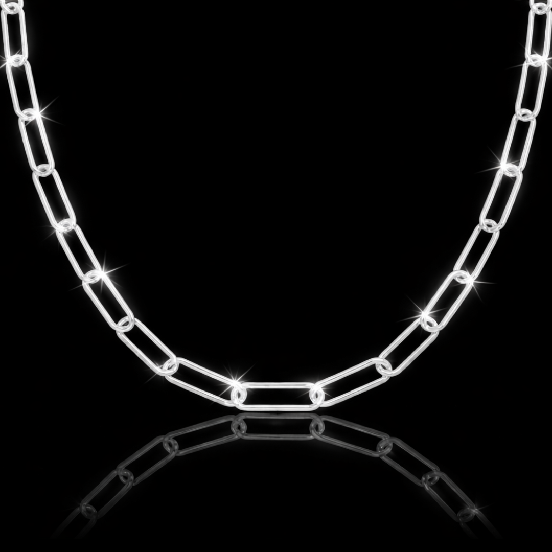 14 kt. Rhodium Finished Stainless Steel Paperclip Chain – 20"