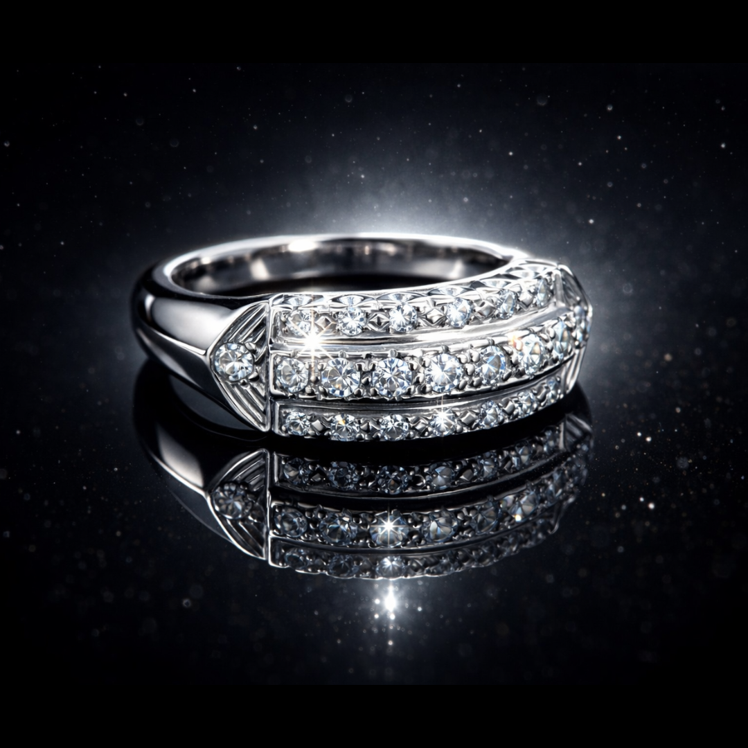 18KT White Gold Vintage Diamond Ring - Circa 1955