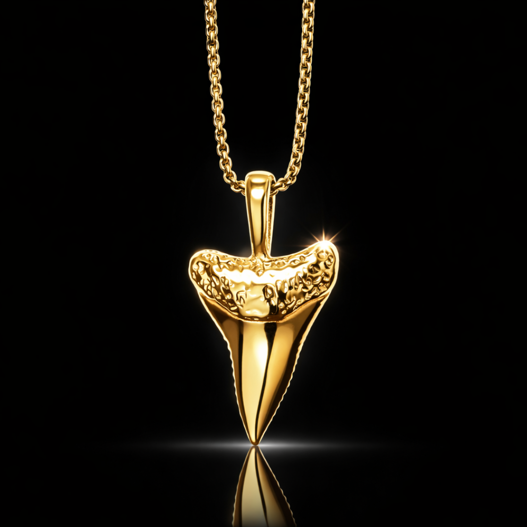14 kt. Yellow Gold IP Plated Shark’s Tooth Pendant Necklace
