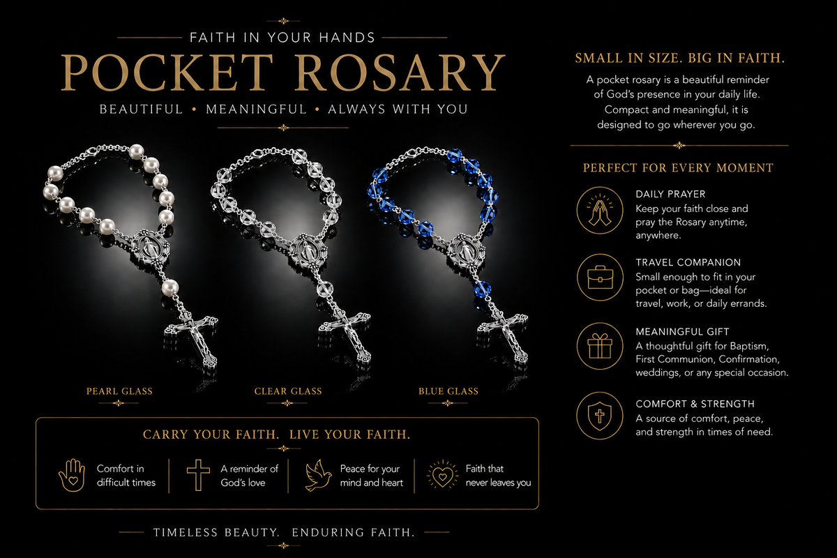 10 Bead Pocket Rosary 7.5 Inch