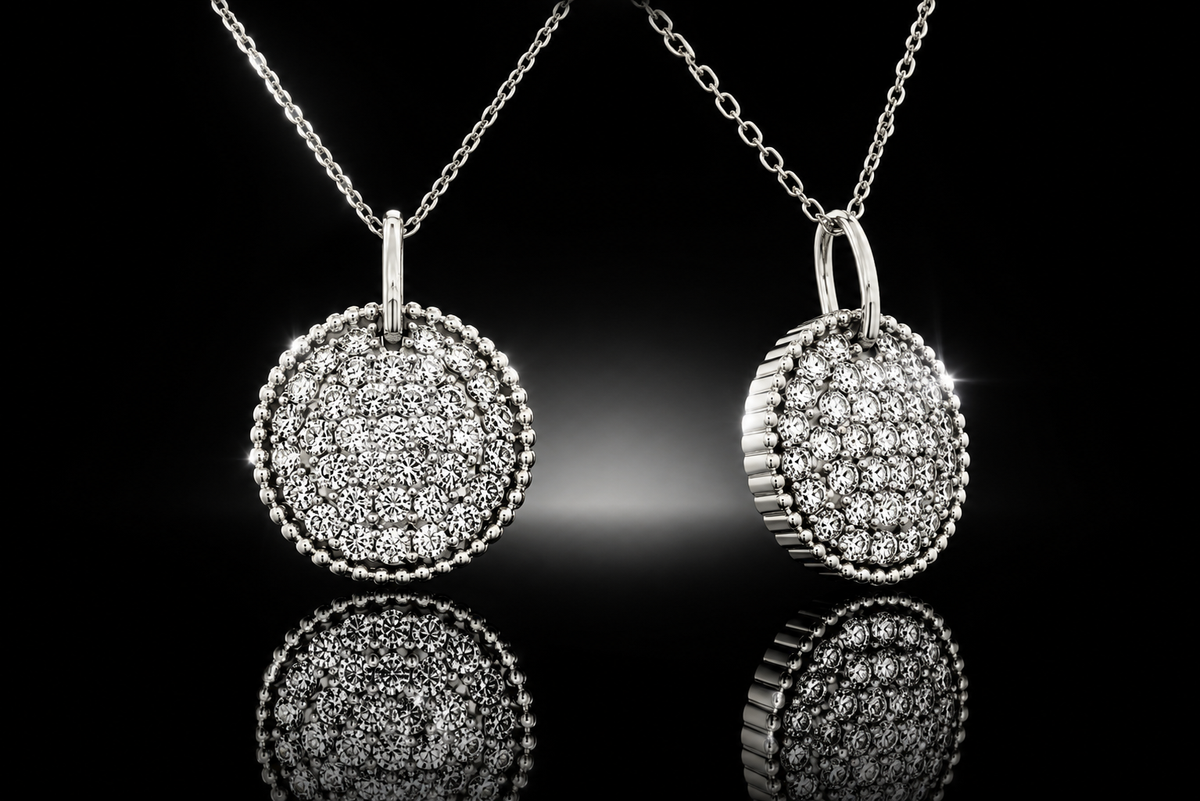 925 Triple Rhodium Finished 1.57 ctw. LG Diamond Pave’ Pendant 18" Chain