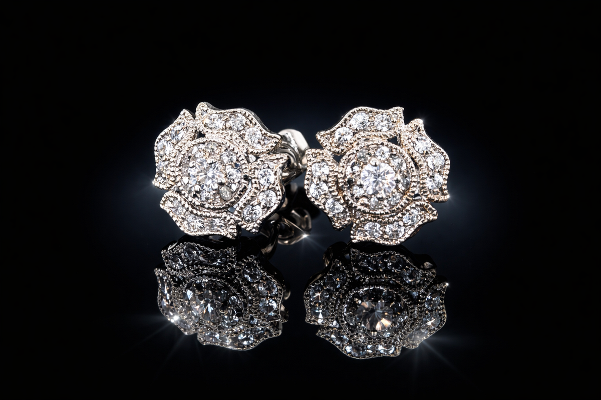 Vintage-Inspired Pave’ Crystal Earrings