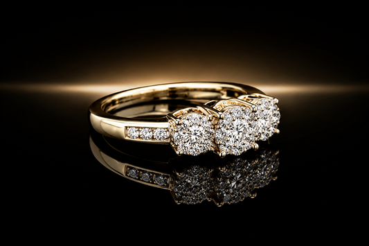 14 kt. Yellow Gold Circa 1970's .50 ctw. Diamond Cluster Ring