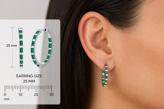 25 mm Emerald Bar Set Hoops