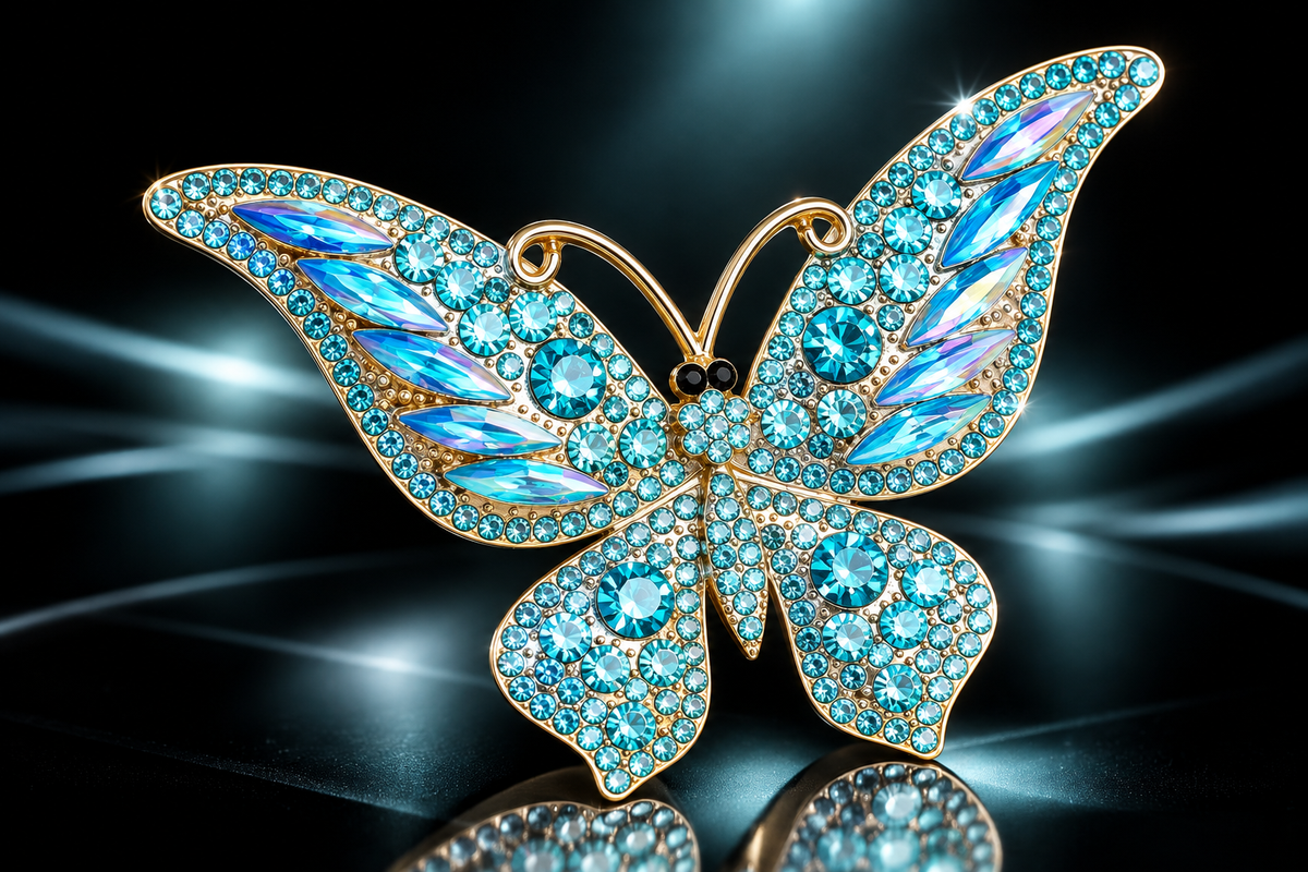 50mm Genuine Swarovski Crystal Pave' Butterfly Brooch