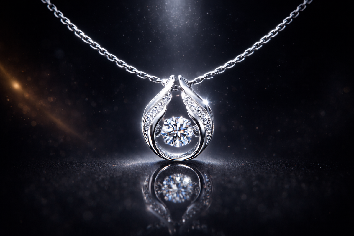 Dancing Diamonds Pendant (.33 CTW LG White Sapphire)