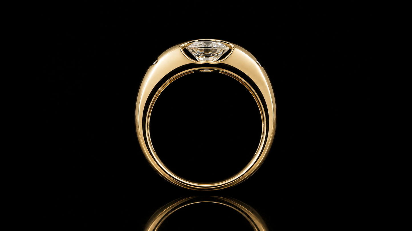 14K Yellow Gold over Sterling Silver Moissanite "Fidget Spinner" Ring