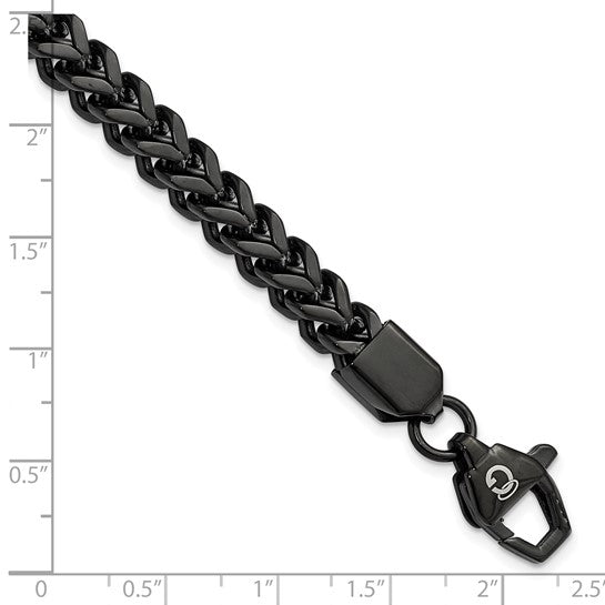 Gloss Black IP Stainless Steel Fancy Link Men’s Bracelet – 9.25" - 1622