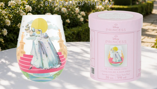 Authentic Lolita Collectible 20 oz. Stemless Wine Glass Hand-Painted Disney Princess Design