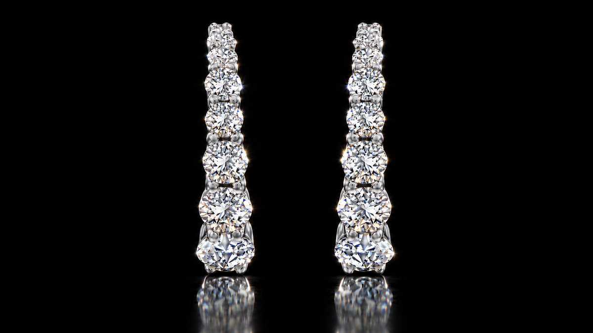 925 Triple Rhodium 3 CTW Lab Grown White Sapphire Graduated Inside/Outside 18mm Hoops