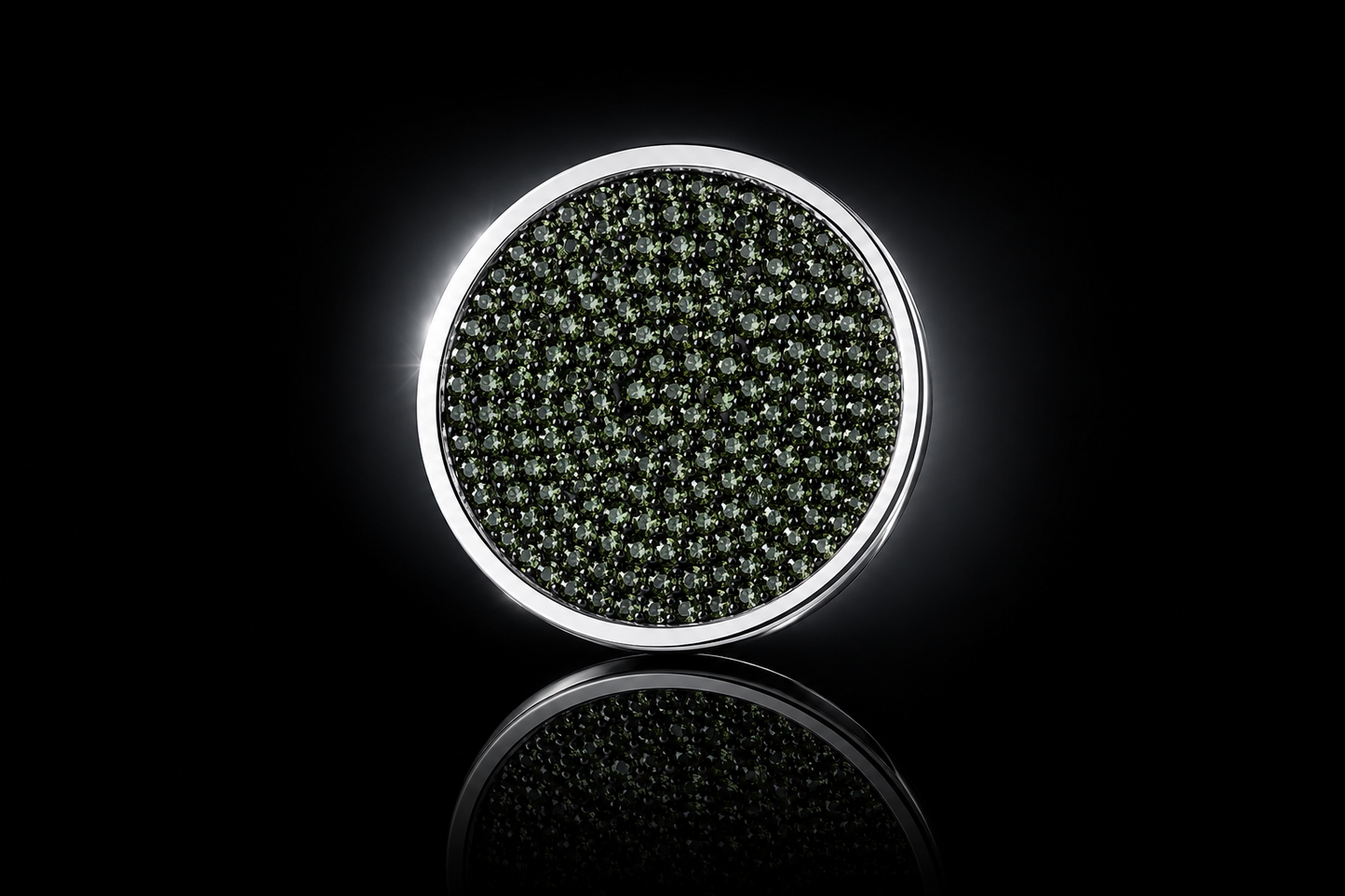 SWTL Interchangeable 33mm Coin – Dark Green Pavé Crystal (Pendant & Chain Sold Separately)
