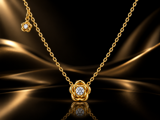 18kt Gold over Stainless Steel CZ Accented Flower Necklace or Earrings