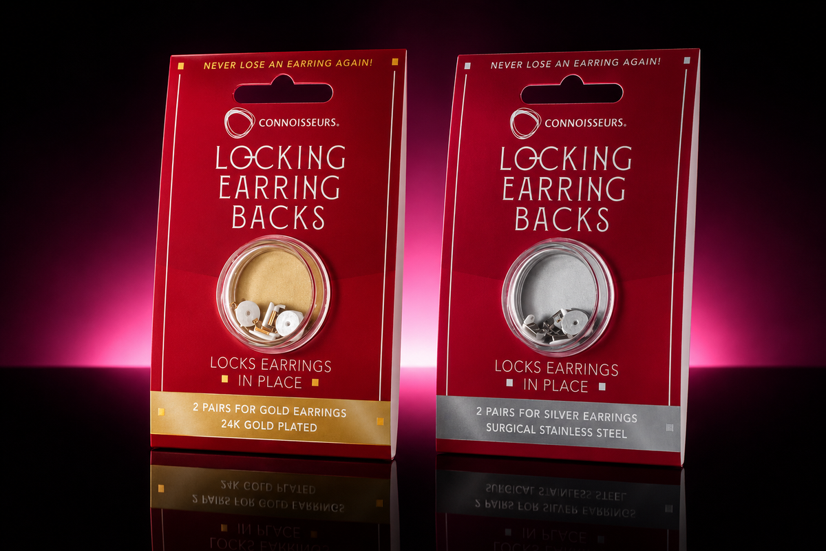 Hypoallergenic Stainless Steel Locking Earring Backs by Connoisseurs (2 Pair)
