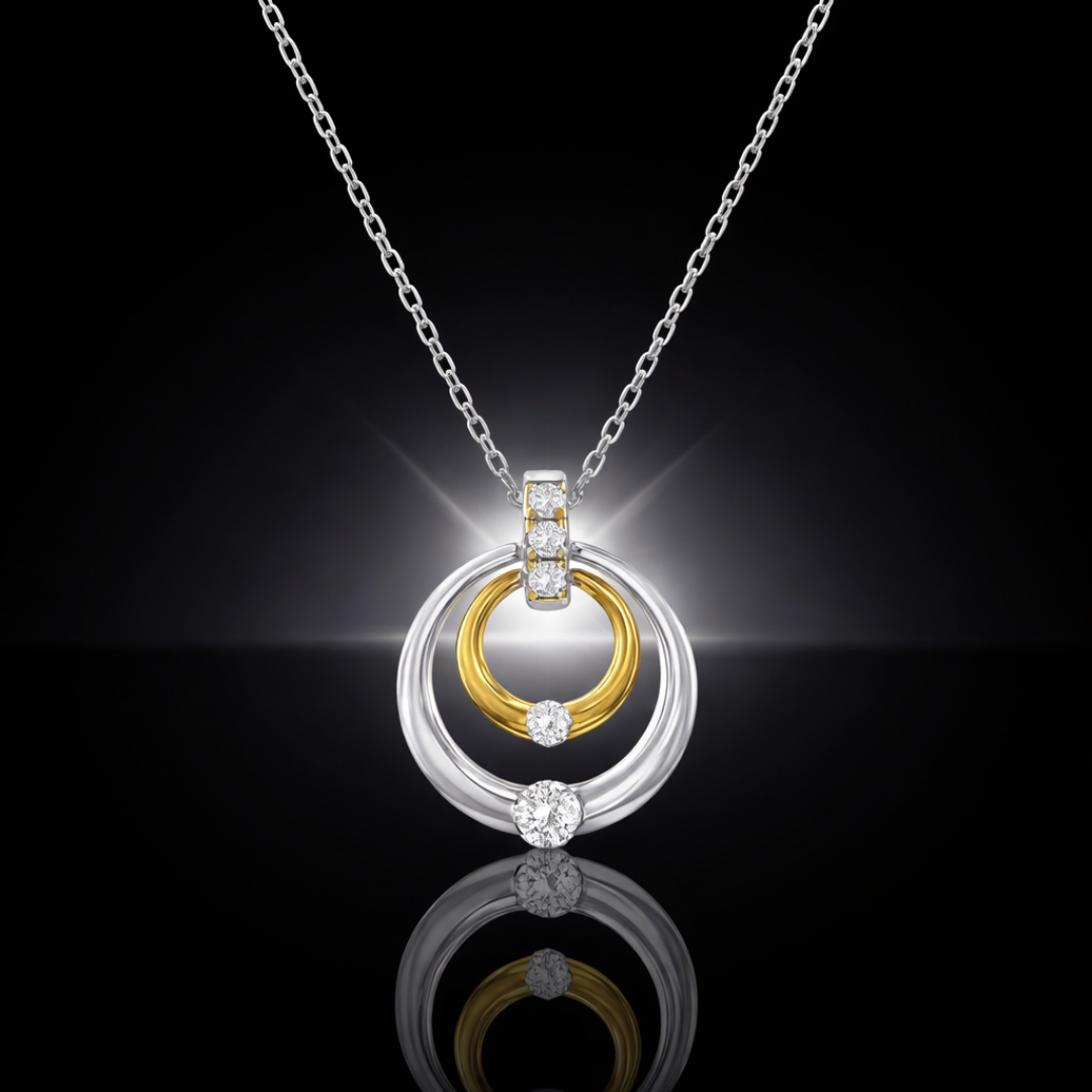 14 kt Yellow Gold and Sterling Silver Pendant