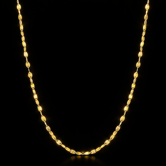 14kt Bonded Yellow Gold over Fine Italian Silver Polished Mirror Link Chain