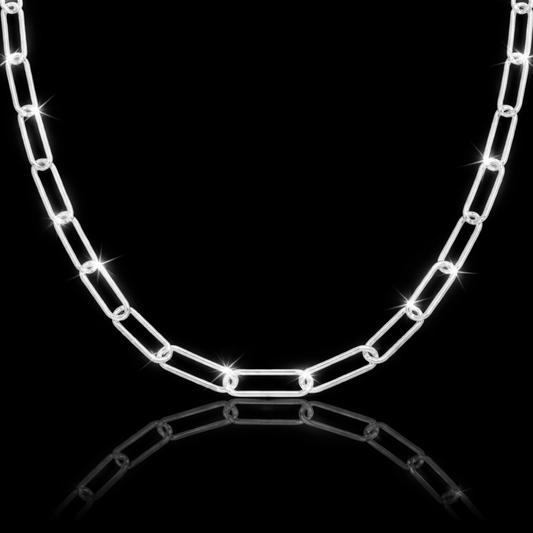 14 kt. Rhodium Finished Stainless Steel Paperclip Chain – 20"