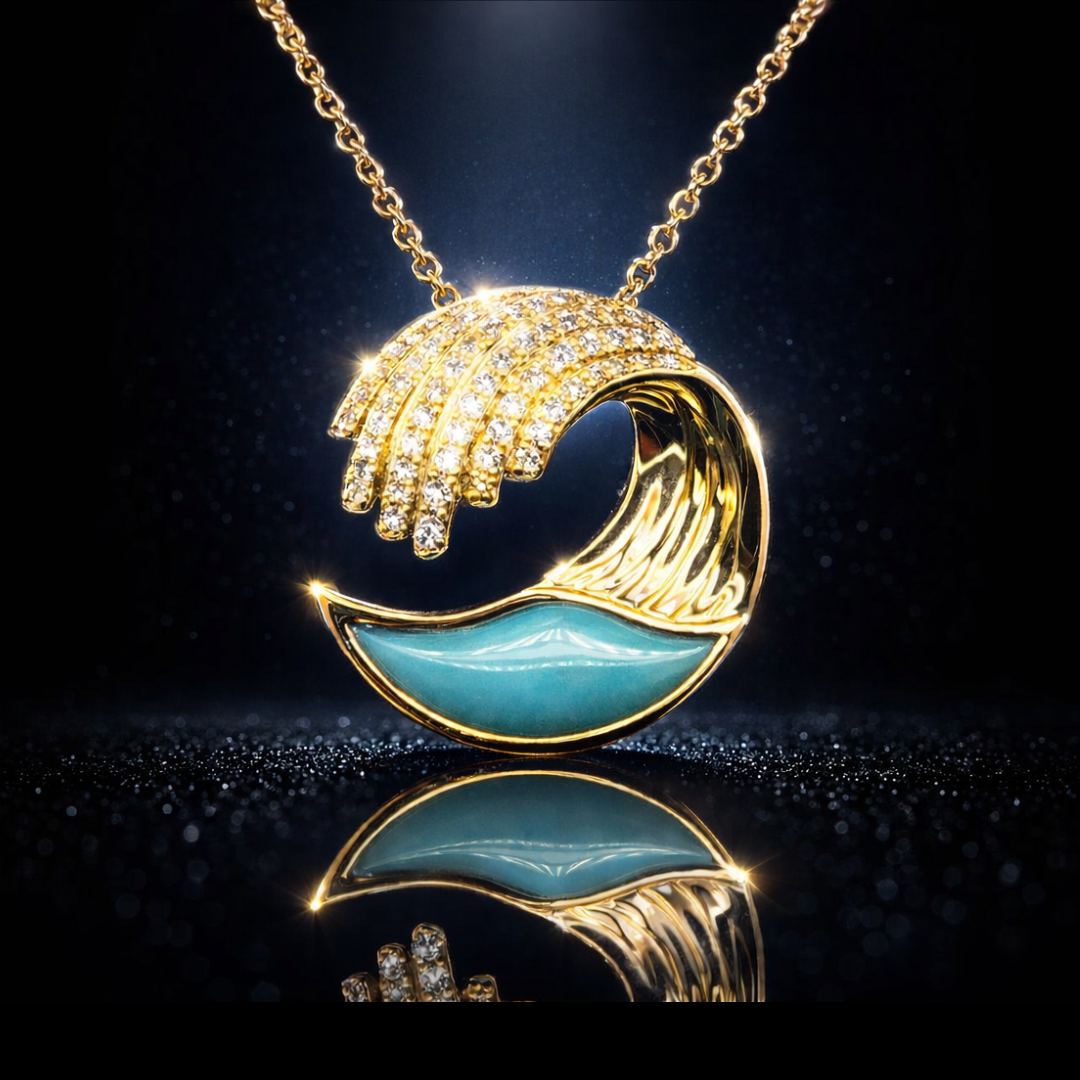14 kt. Yellow Gold Wave Pendant by Bassali
