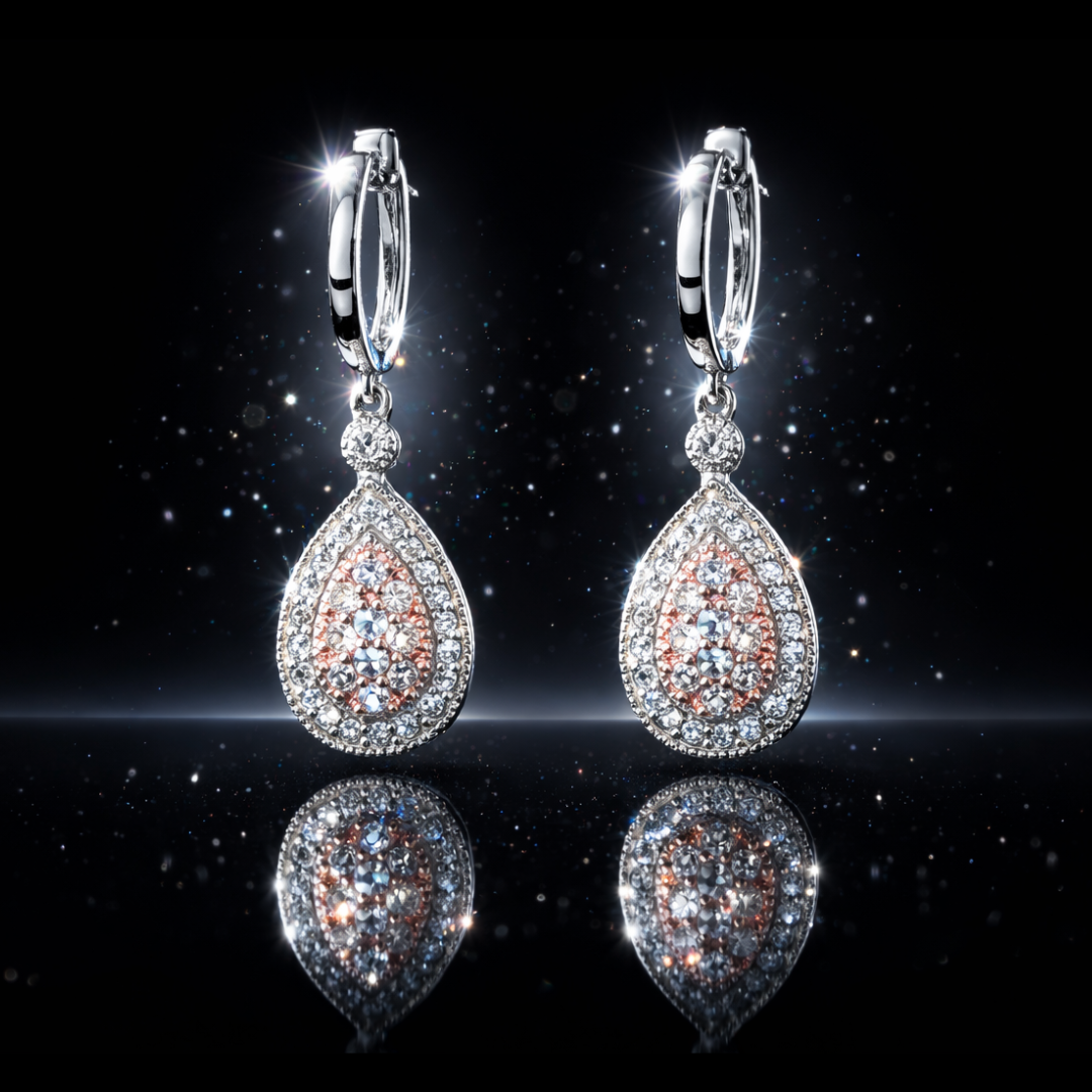 925 Diamond Teardrop Drop Earrings