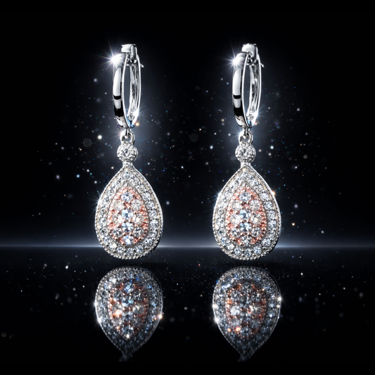 925 Diamond Teardrop Drop Earrings