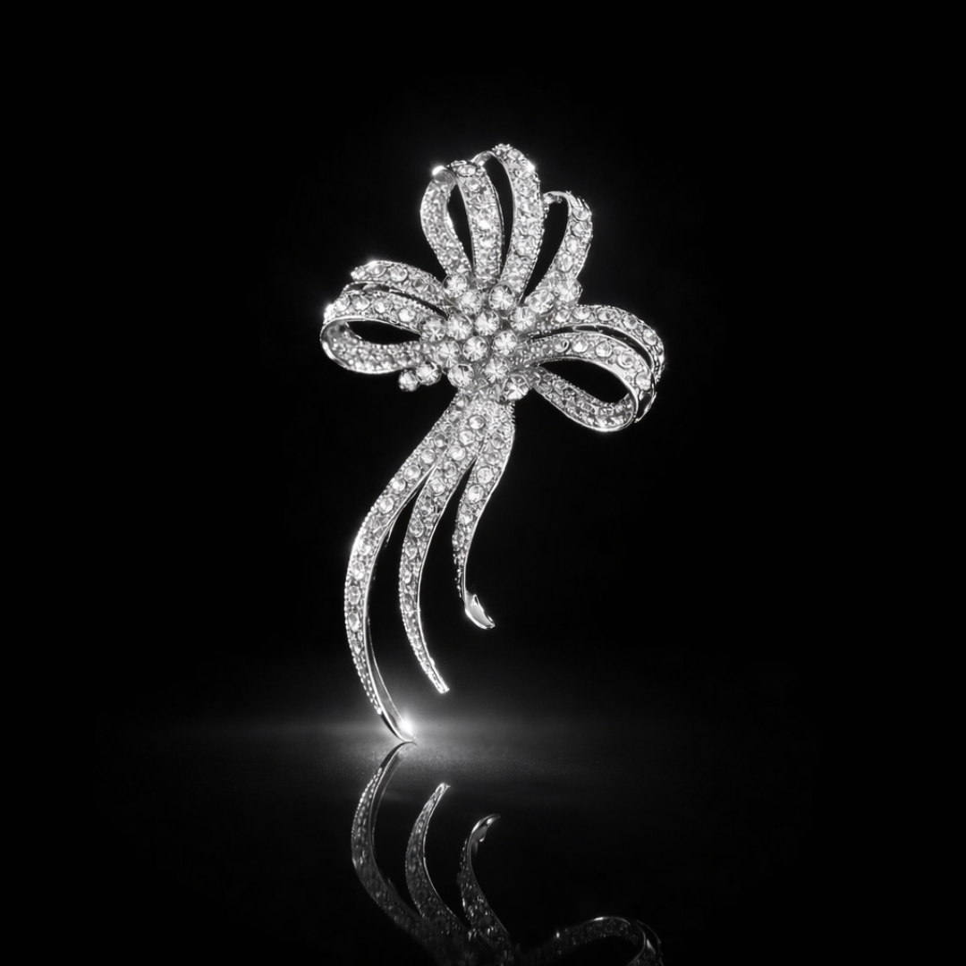 Vintage-Inspired Elongated Crystal Pavé Brooch
