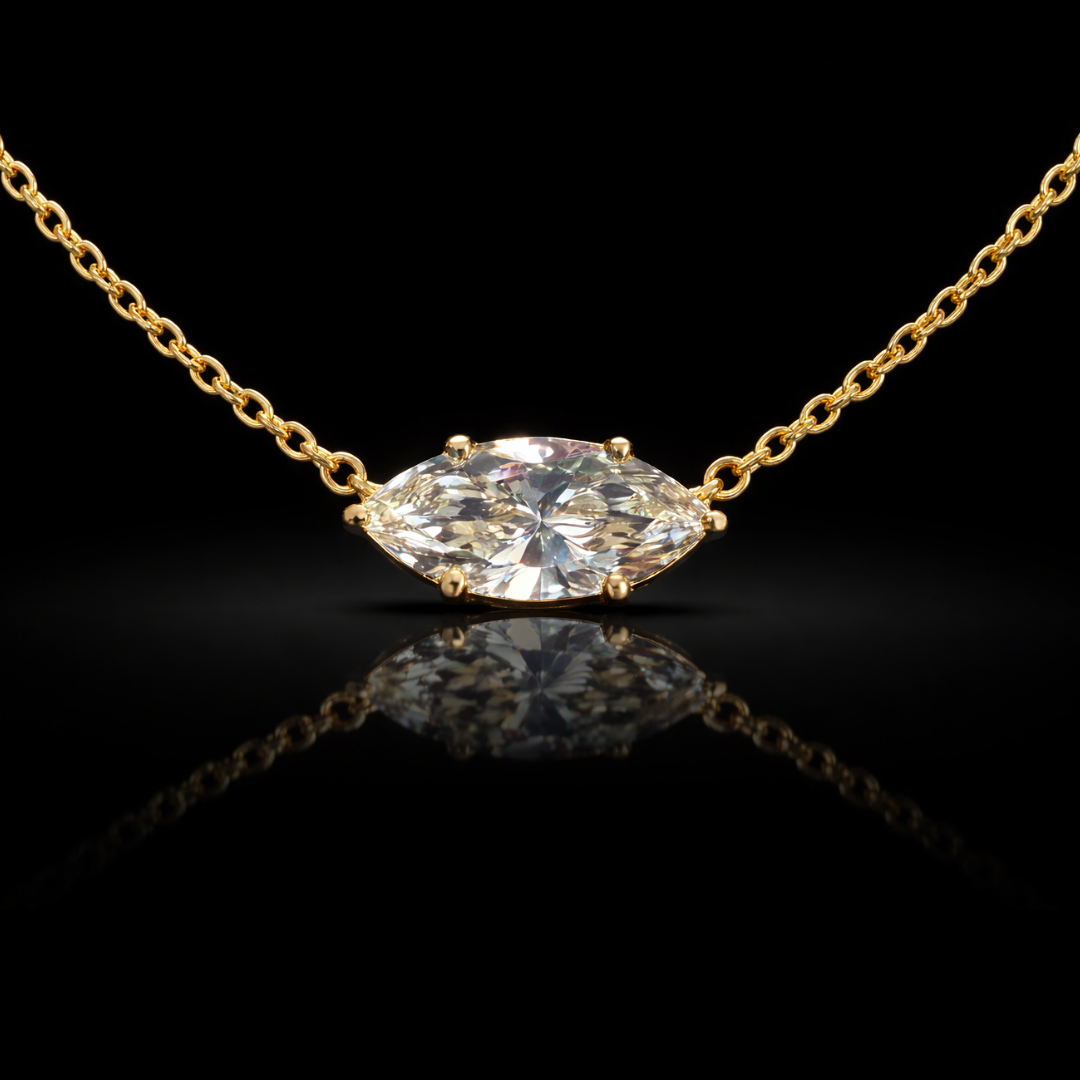 14 KT. Yellow Gold .50 CT. Certified Lab-Grown Marquise Diamond Pendant