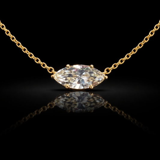 14 KT. Yellow Gold .50 CT. Certified Lab-Grown Marquise Diamond Pendant