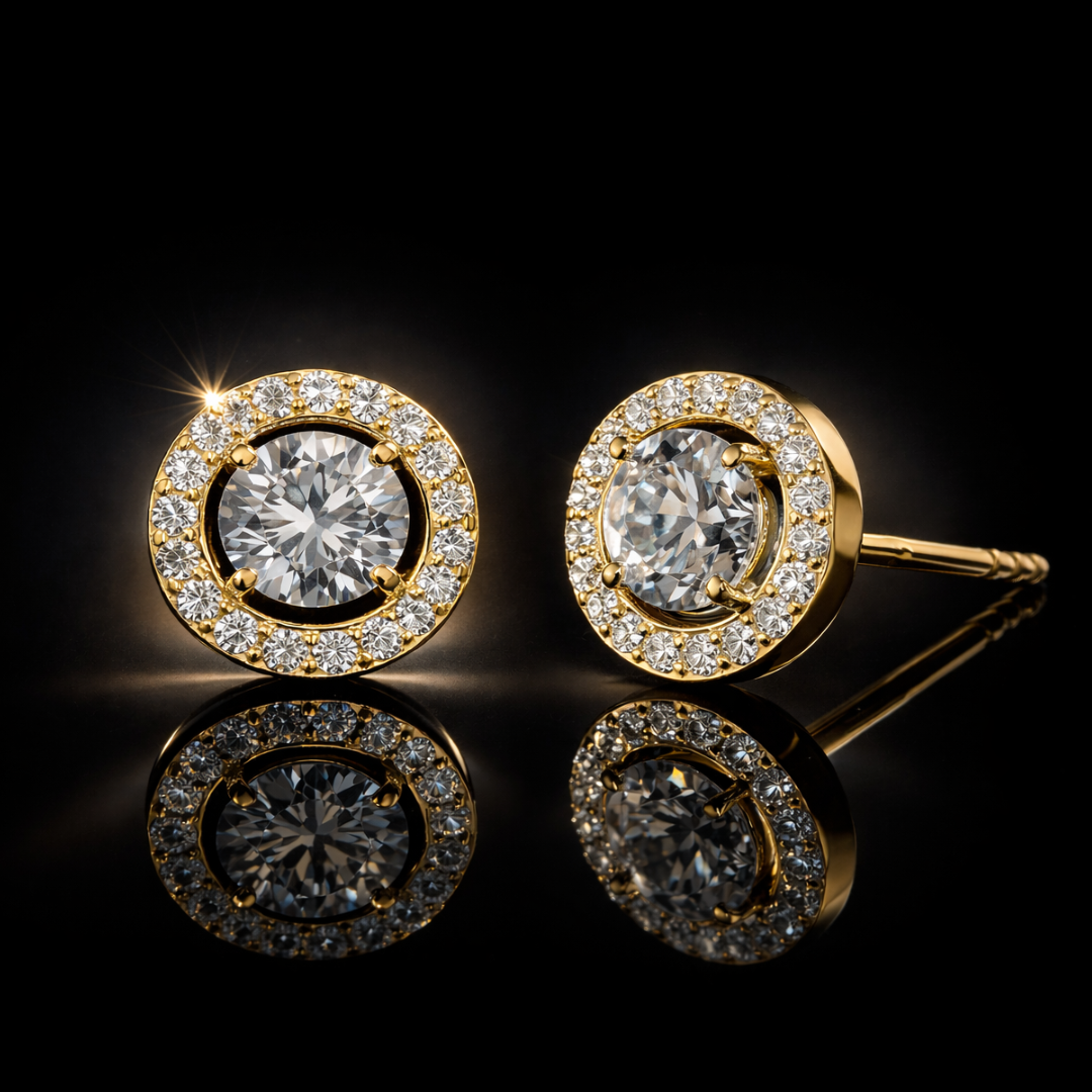 925/14kt. Sterling Silver Floating Halo LG White Sapphire Earrings