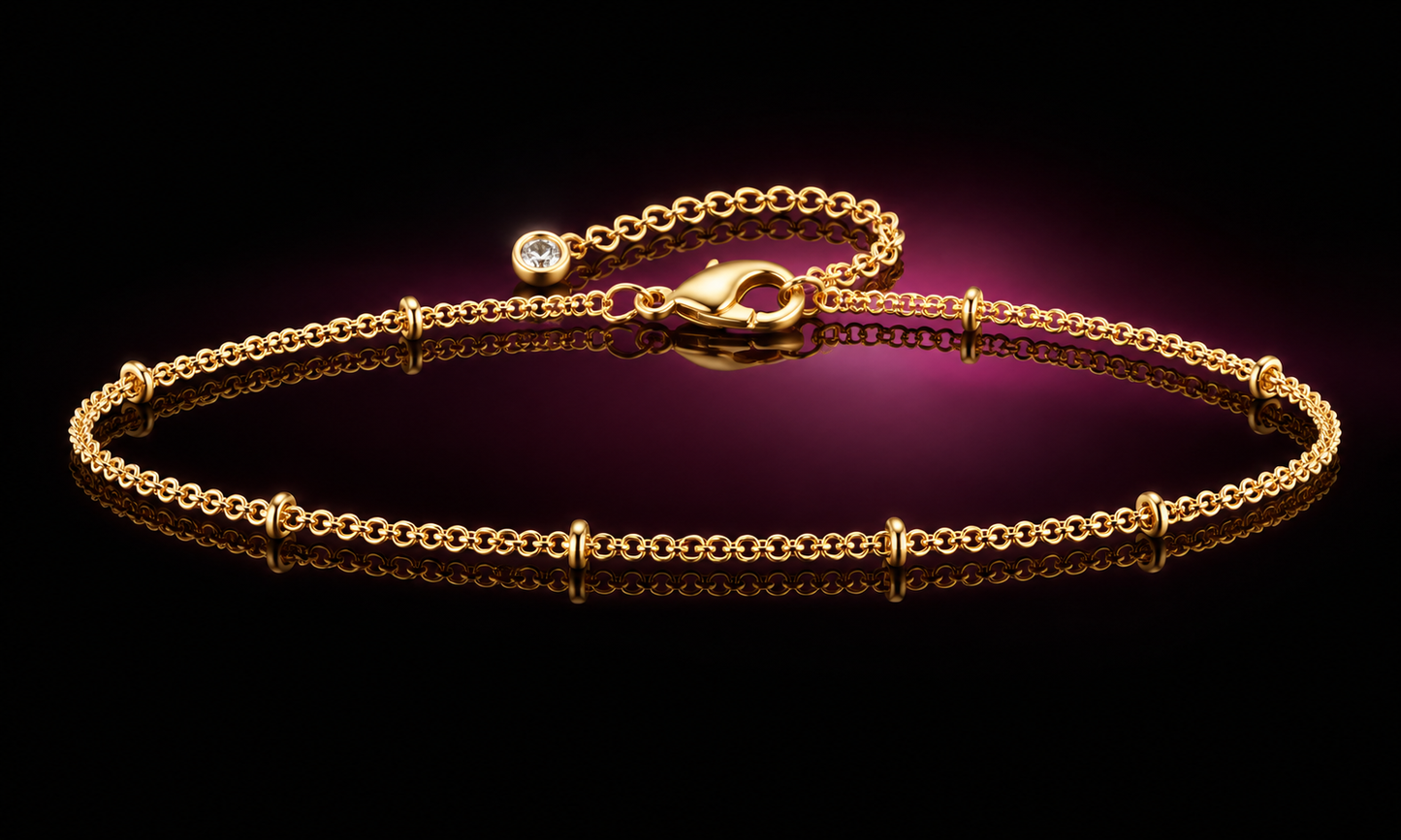 18K Yellow Gold over Titanium Stainless Steel Pearl & Beaded Bracelet Set with Crystal Extender