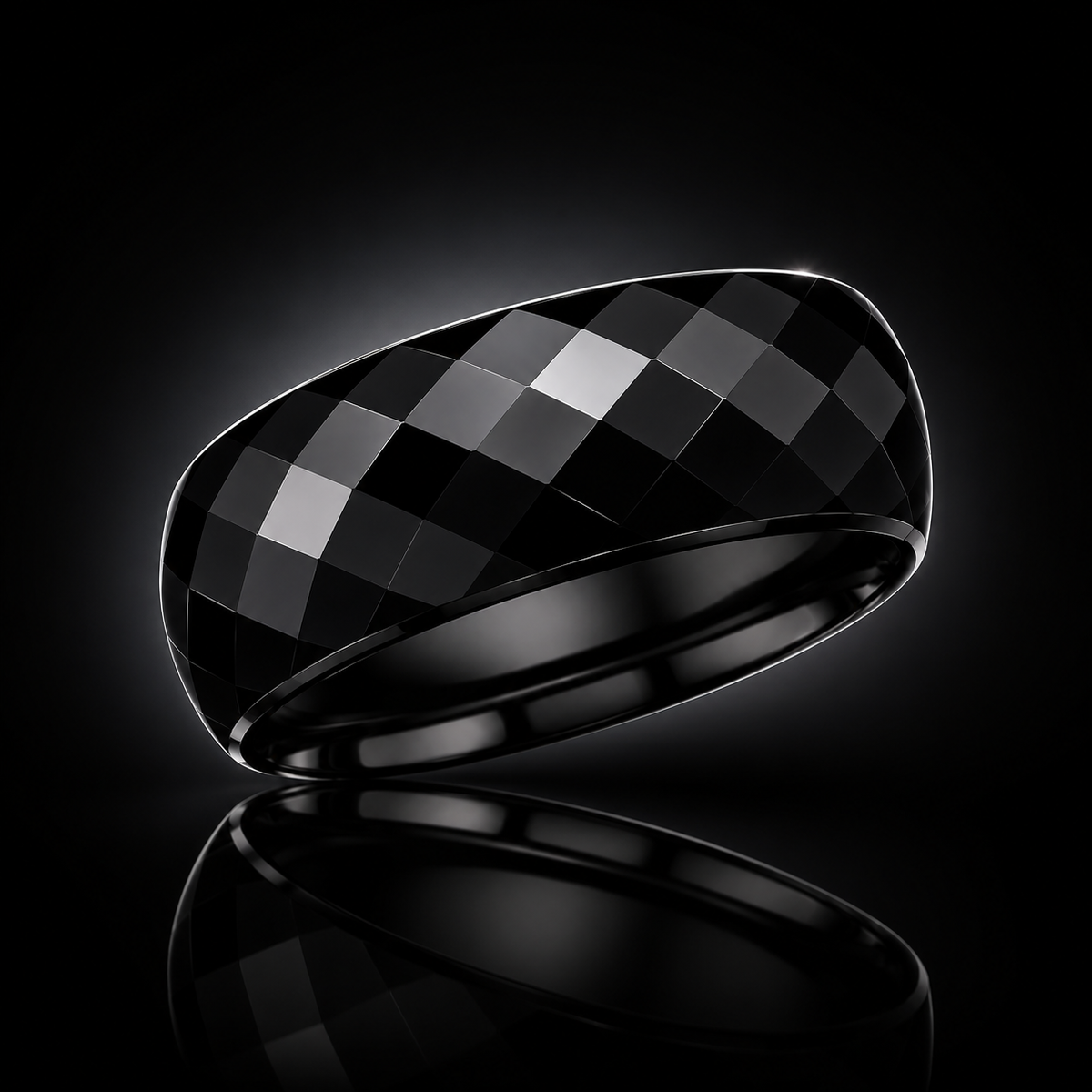 Men’s 8 mm Tungsten Diamond Cut Tungsten Ring