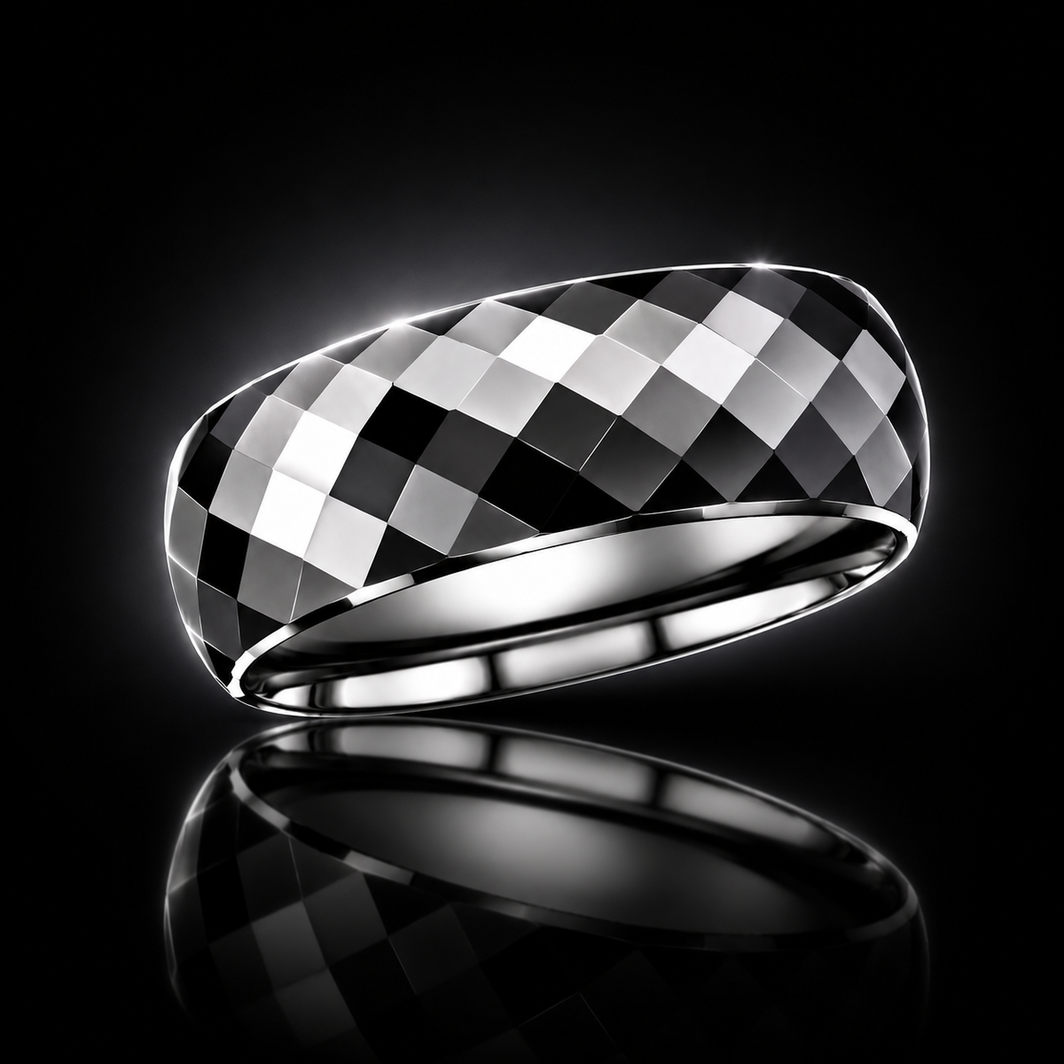 Men’s 8 mm Tungsten Diamond Cut Tungsten Ring