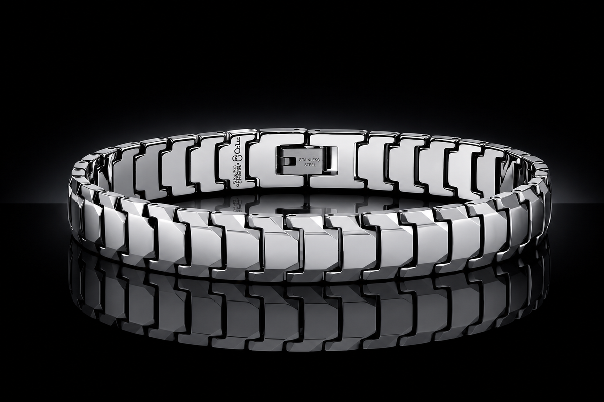 Men's 10mm High-Polished Tungsten Link Bracelet, 9"