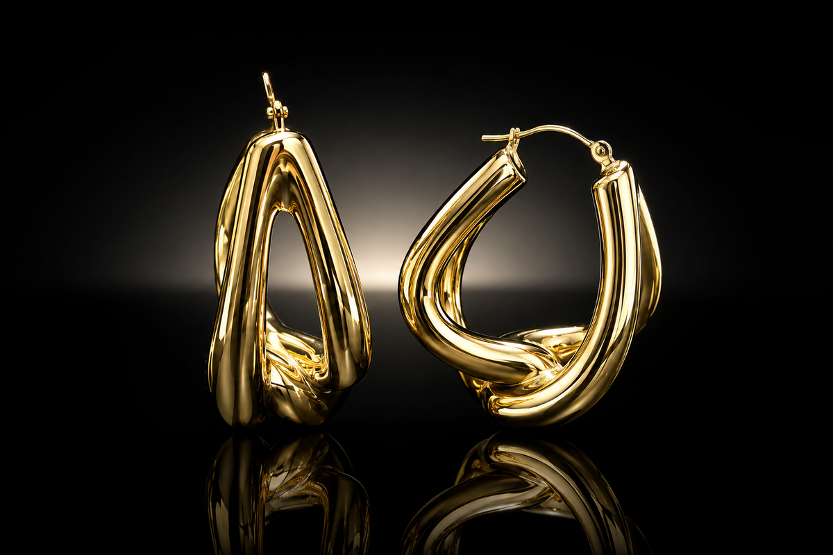 14kt Yellow Gold Jil Sander 28mm Sculptural Hoop Earrings