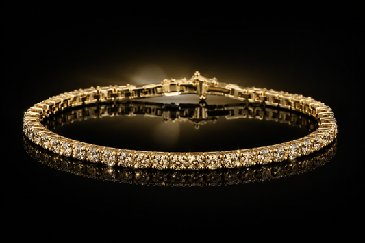 14K Yellow Gold 3.5 ctw Genuine Champagne Diamond Tennis Bracelet
