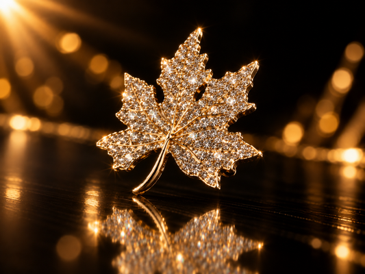 42 mm Crystal Pavé Fall Maple Leaf Brooch - 1624