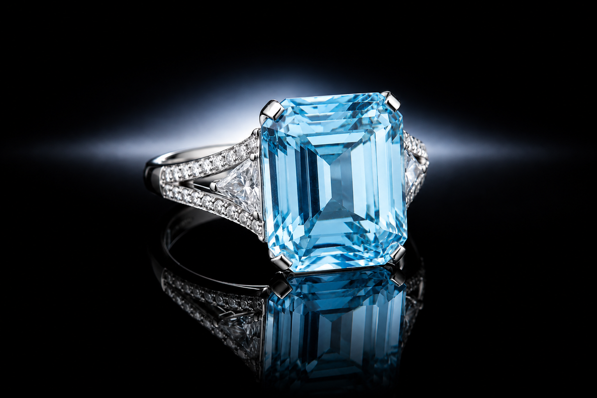 925 Sterling Silver Genuine Lafonn Aquamarine Ring Size 7