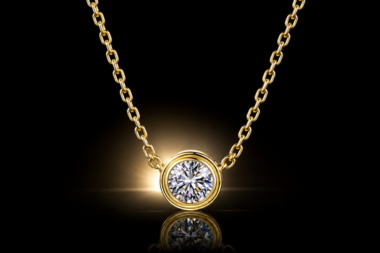 18kt Gold over Titanium Steel 5mm Bezel-Set Solitaire Pendant Necklace