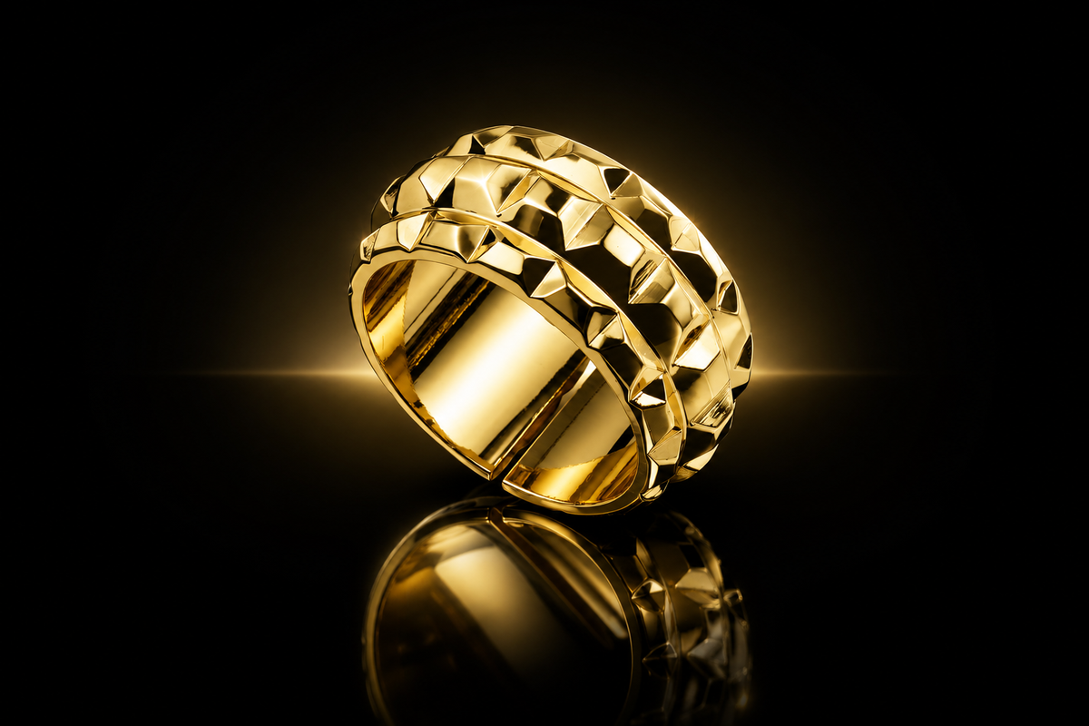 UNOARRE 24k Gold Bonded Designer Statement Ring