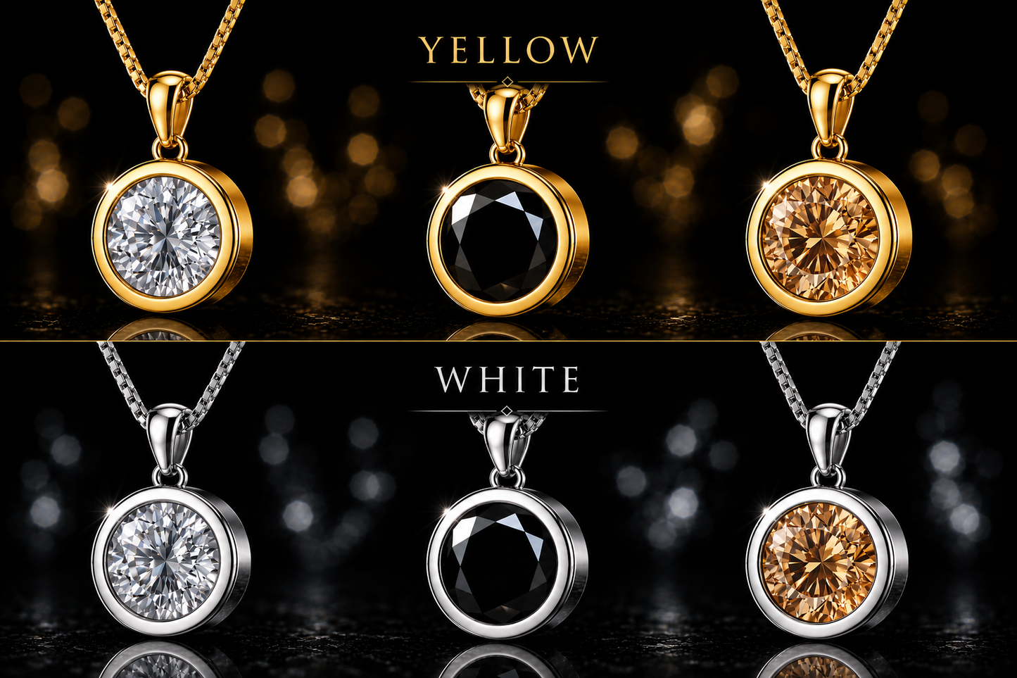 SWTL 15mm Mini Coin – Black, White & Champagne Diamond Set