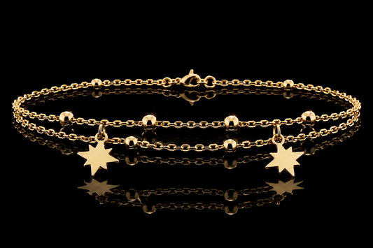 925 Sterling Silver Double Row North Star Bracelet