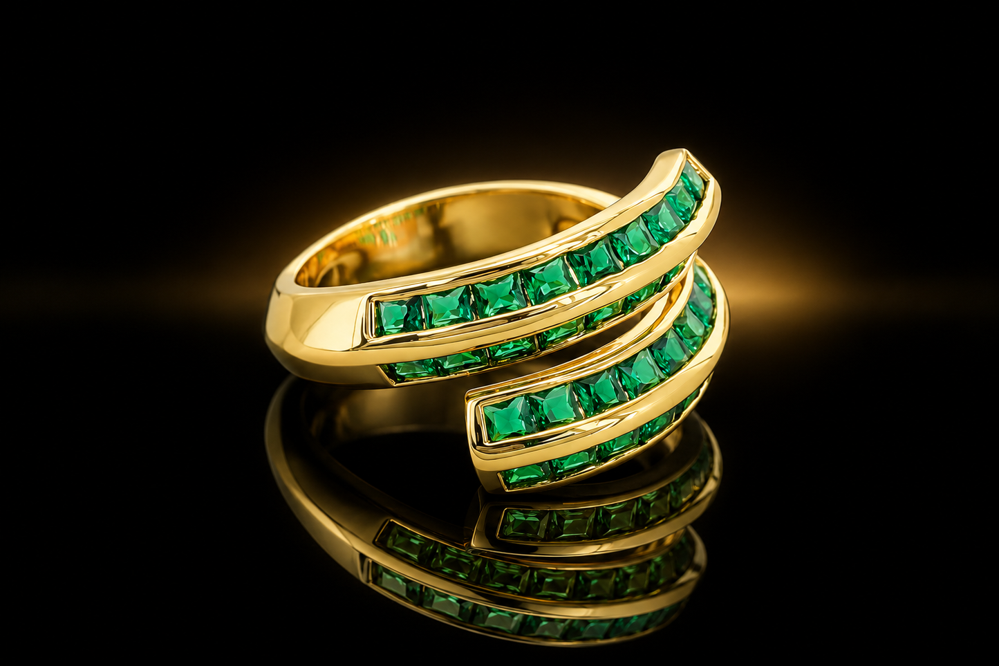 14 kt. Yellow Gold Princess Cut PVD Bypass Ring