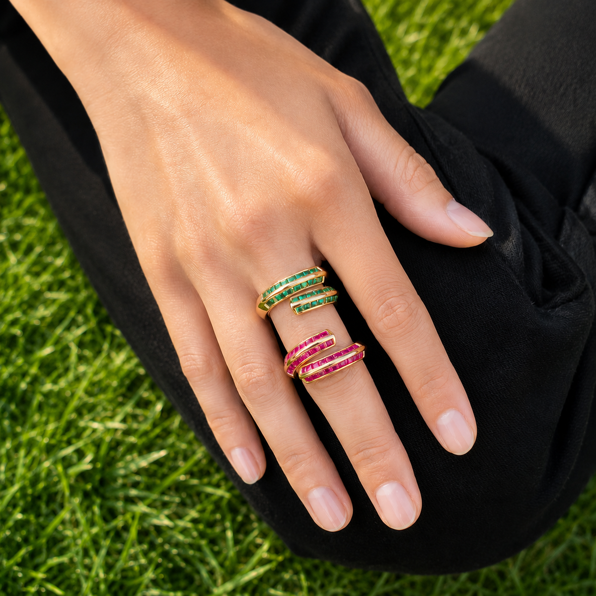 14 kt. Yellow Gold Princess Cut PVD Bypass Ring