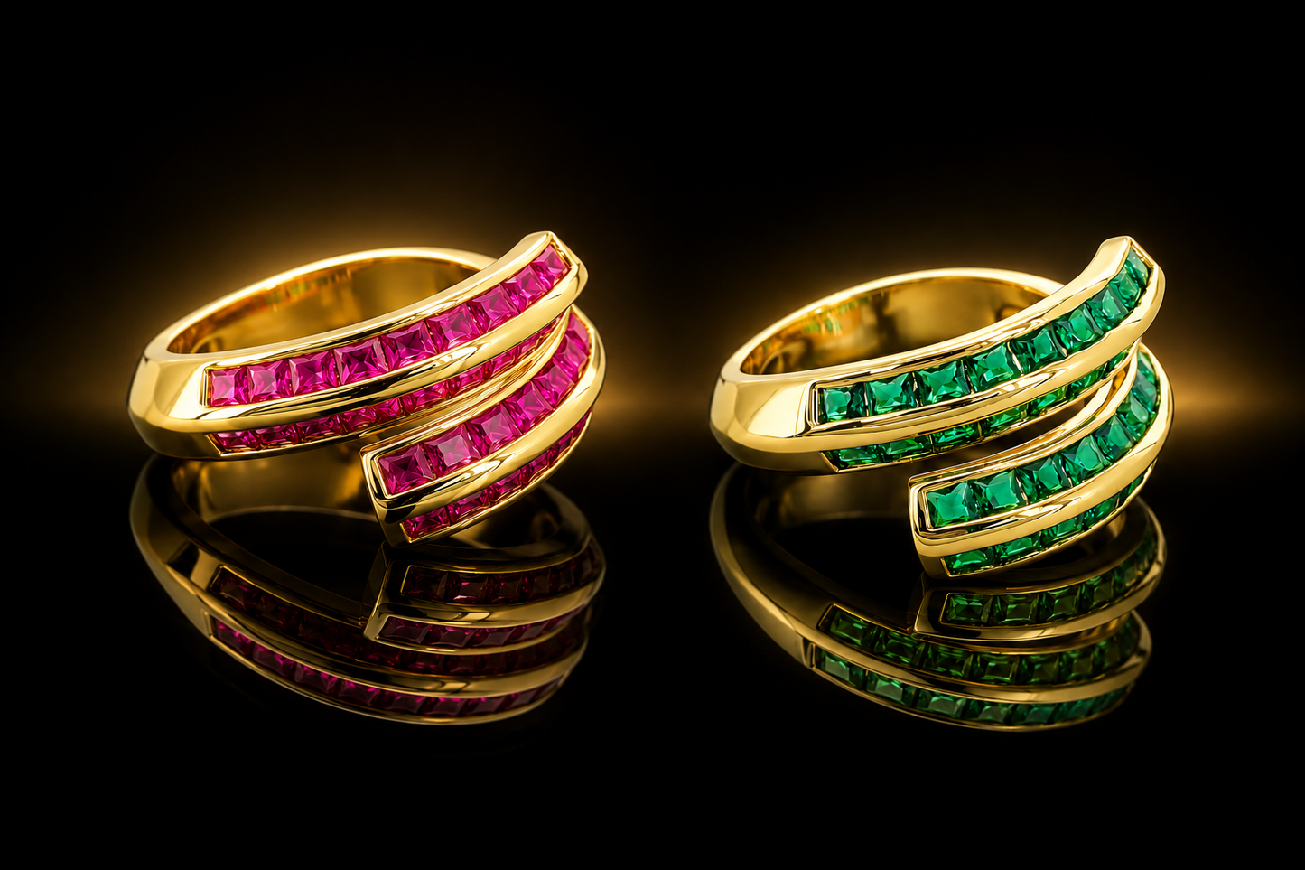 14 kt. Yellow Gold Princess Cut PVD Bypass Ring