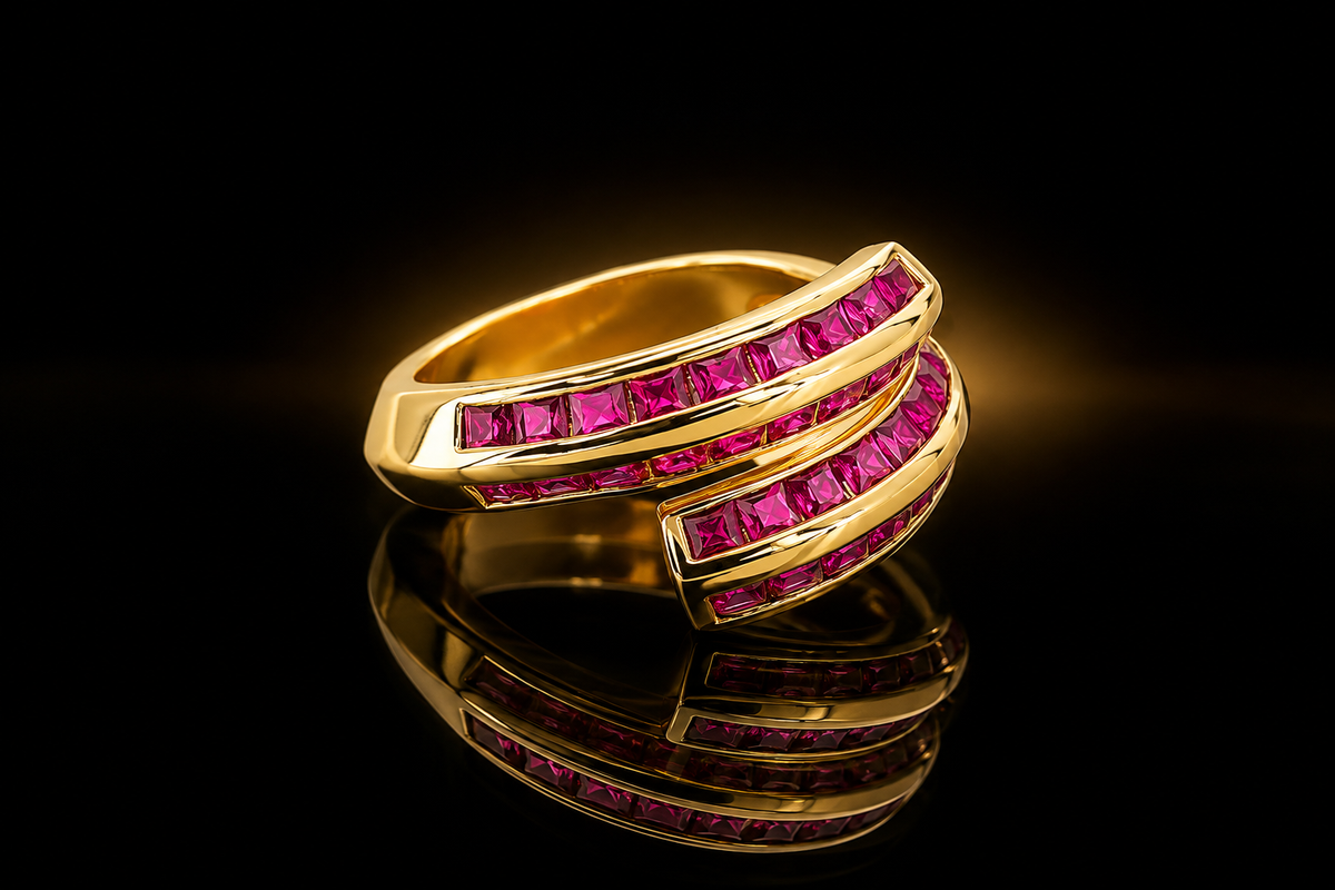 14 kt. Yellow Gold Princess Cut PVD Bypass Ring