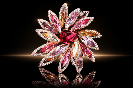 51 mm Multi-Colored Marquise Crystal Brooch