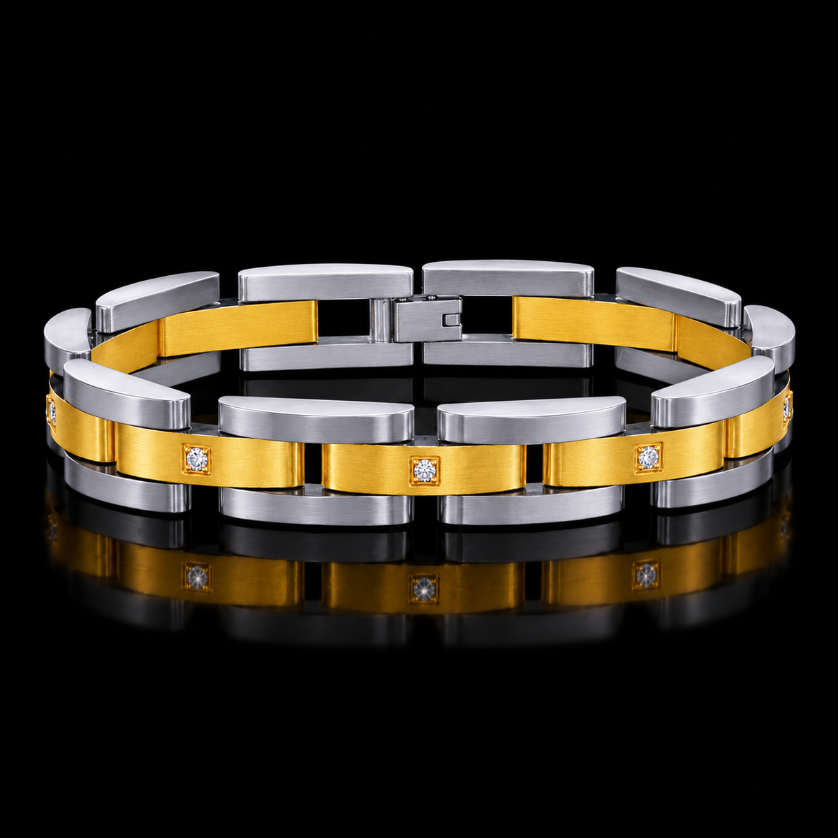 Men’s 14 kt. Two-Tone LG White Sapphire Bracelet
