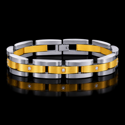 Men’s 14 kt. Two-Tone LG White Sapphire Bracelet