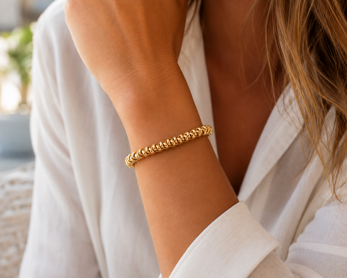 14kt Gold over Sterling Silver 5.35mm Love Knot Bracelet, 7.25"