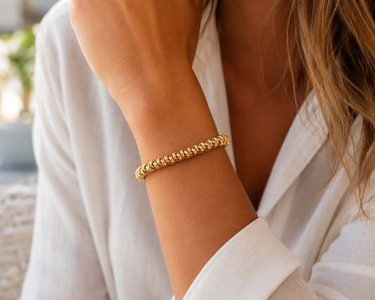 14kt Gold over Sterling Silver 5.35mm Love Knot Bracelet, 7.25"